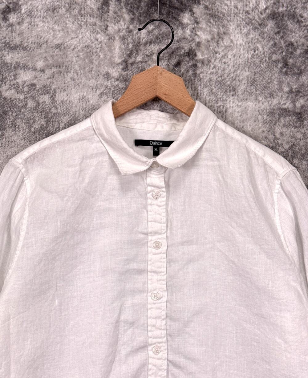 Quince European Linen Long Sleeve Shirt XL Womens White